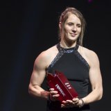 Camille Rast fut à l'honneur vendredi à Zurich-Oerlikon KEYSTONE/TIL BUERGY